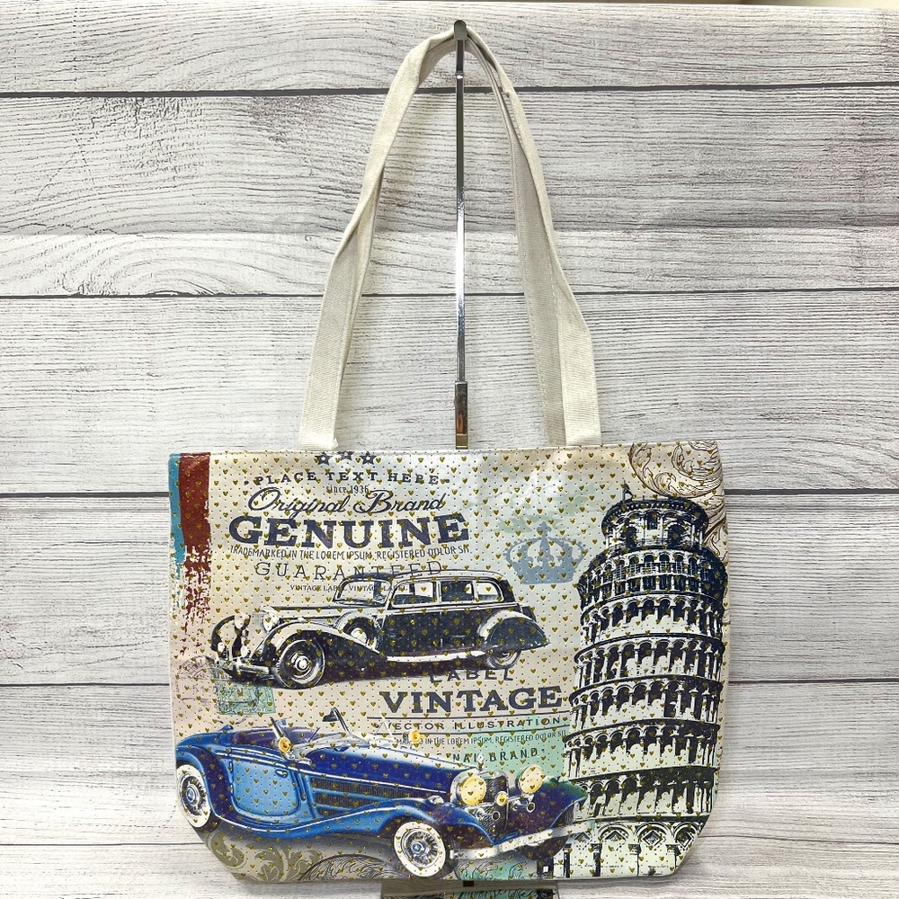 🟢U pick-2 for $25🟢 Tote Bag Italy, Car, Leaning Tower of Pisa (7517379 B)